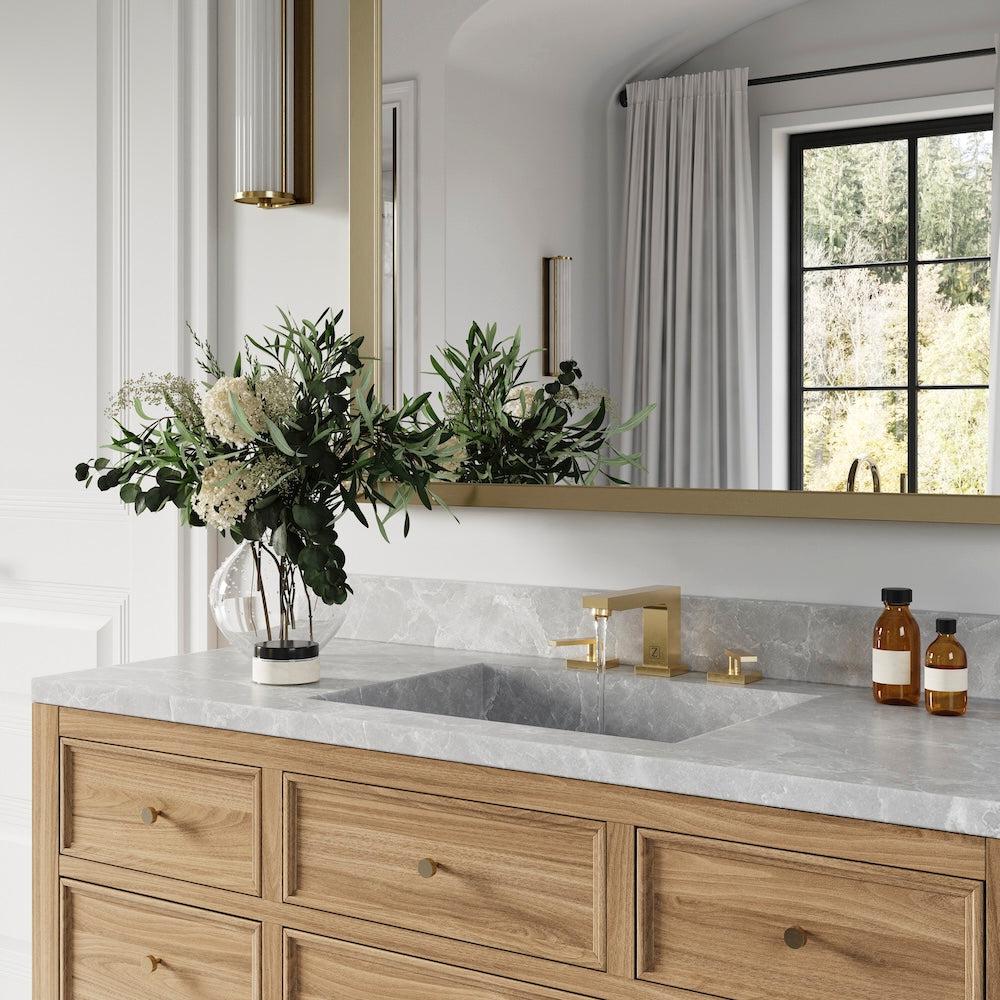 ZLINE Crystal Bay Bathroom Faucet - CBY BF Series - Modern Waterfall Spout Bathroom Sink Faucet with Lever Handle for Vanity, Powder Room & Guest Bath (Brushed Nickel Finish)