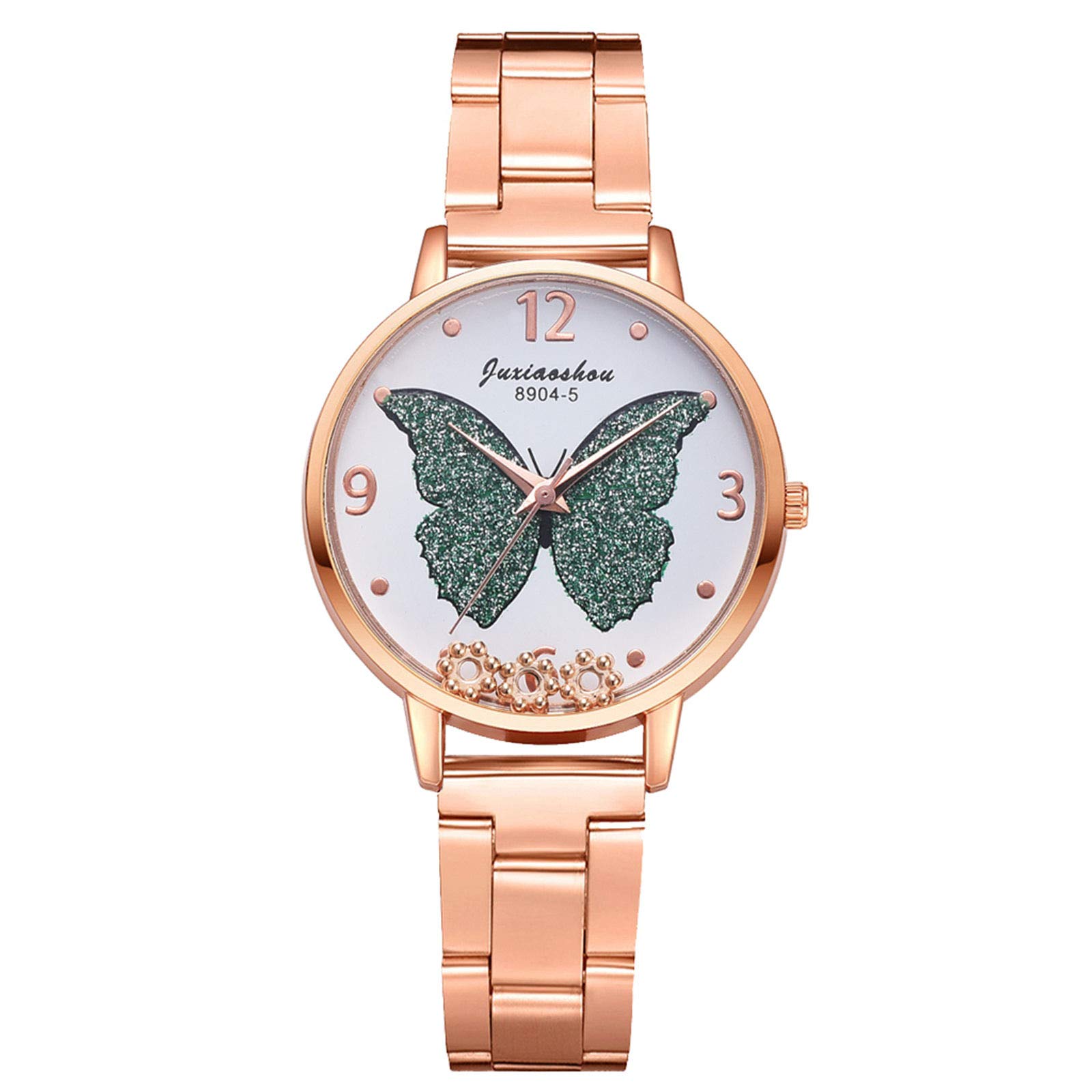 Elegant Rose Gold Butterfly Women's Wristwatch - Luxury Casual Watch with Leather Strap for Ladies & Seniors | Perfect for Daily Wear, Office, Parties & Special Occasions
