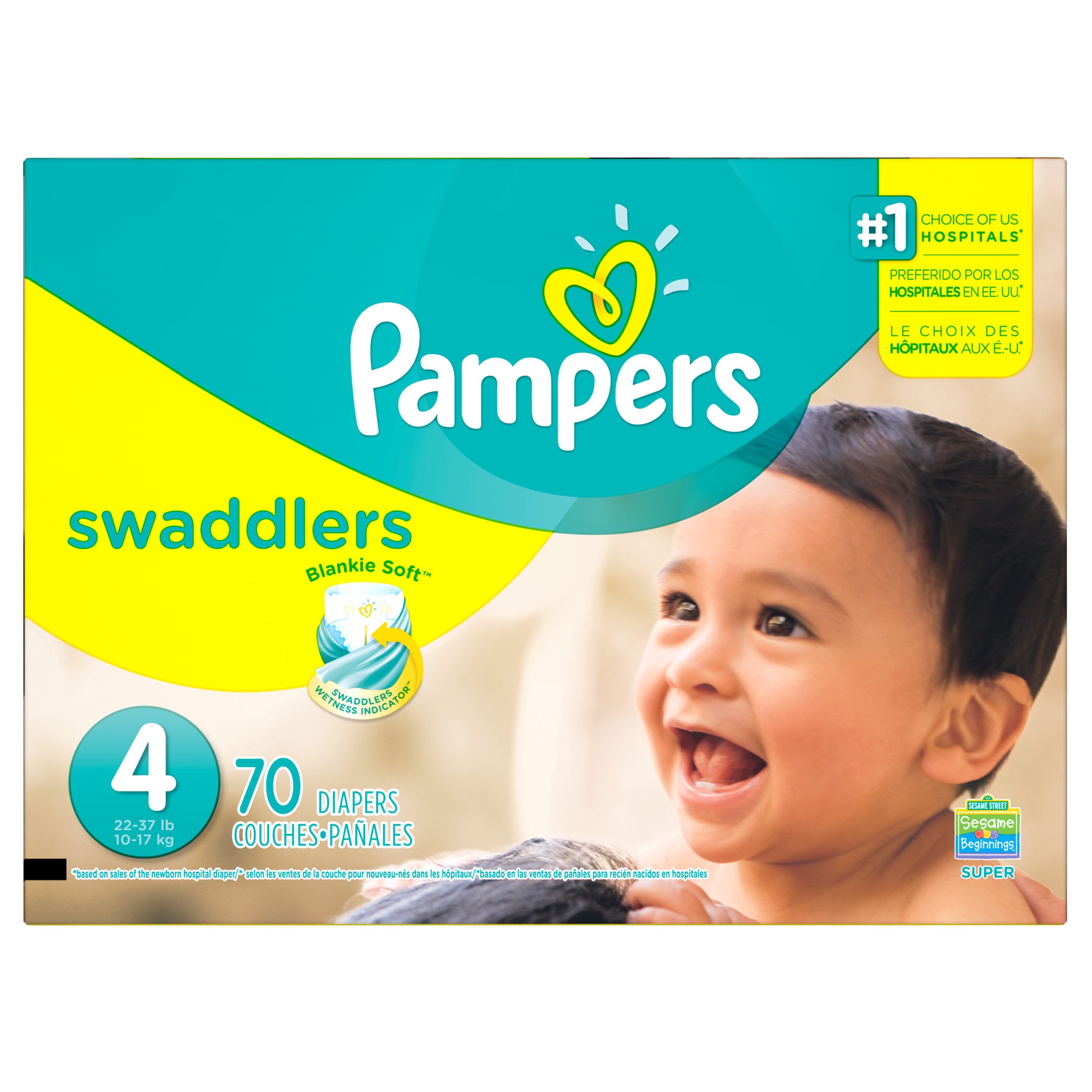 Pampers Swaddlers Size 4 Disposable Baby Diapers - Super Pack of 70 Count | Ultra Absorbent, Hypoallergenic & Leak Protection | Perfect for Overnight Use, Daycare & Travel (Packaging May Vary)