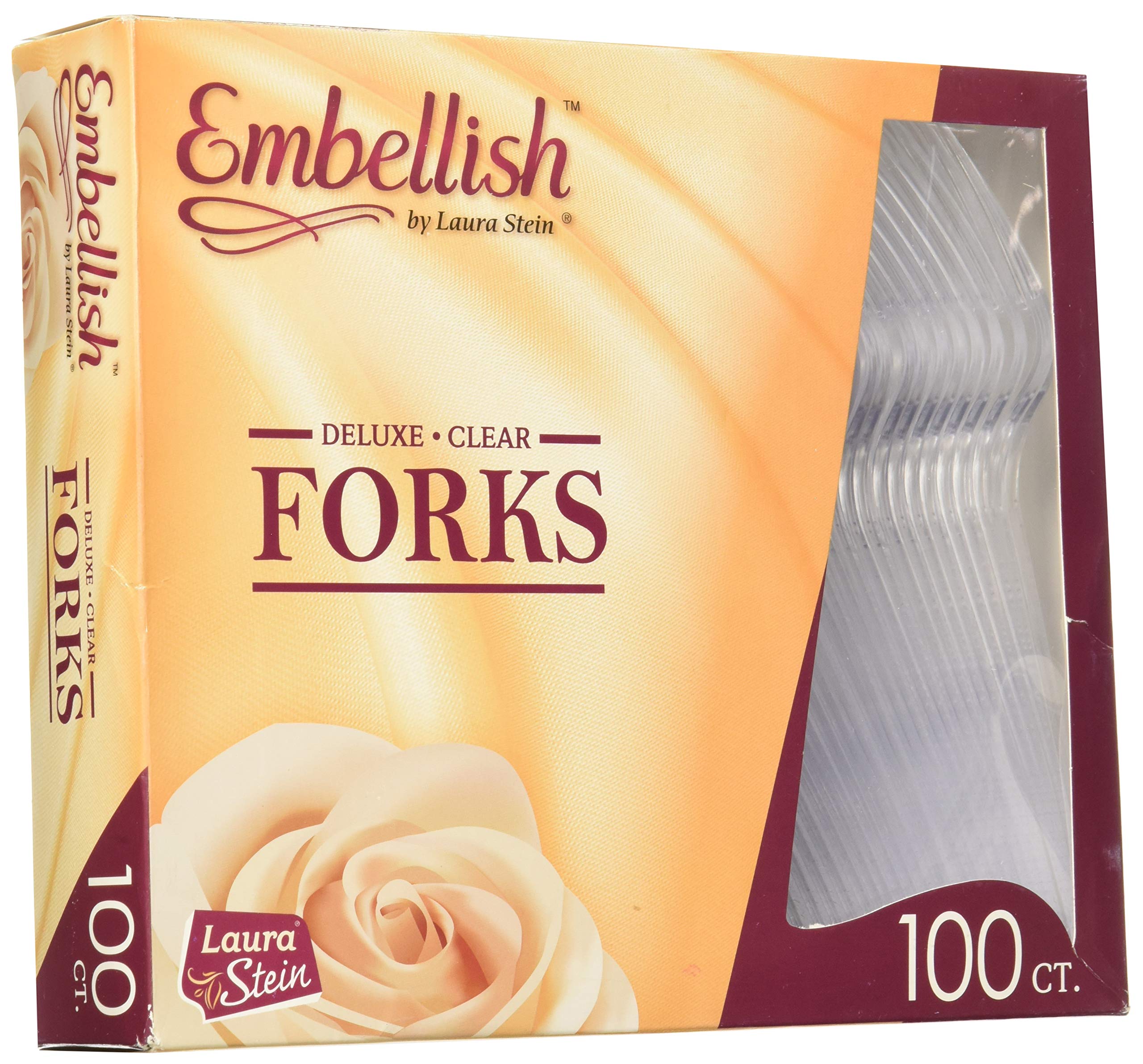 100-Pack Crystal Clear Heavy Duty Disposable Plastic Forks - Premium Wedding, Catering & Party Cutlery - Durable for Buffets, Events & Everyday Use - Perfect for Outdoor Picnics, BBQs & Office Lunches