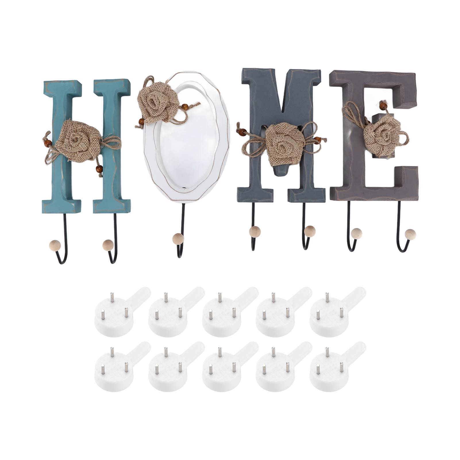Agatige Wooden Wall Mounted Hanging Hooks - Decorative Home Shape Letters for Living Room, Bedroom & Outdoor Use - Perfect for Keys, Coats, Hats and Home Organization
