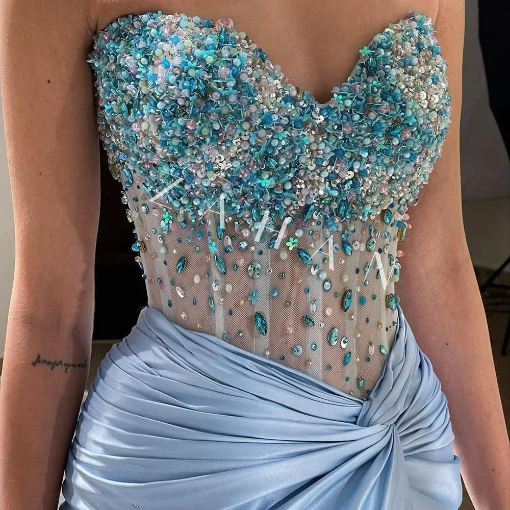 Luxury Dubai Lilac Split Mermaid Beaded Arabic Evening Dress for Women - Elegant Wedding & Party Gown 2025 | Perfect for Bridal Showers, Red Carpet Events & Formal Occasions