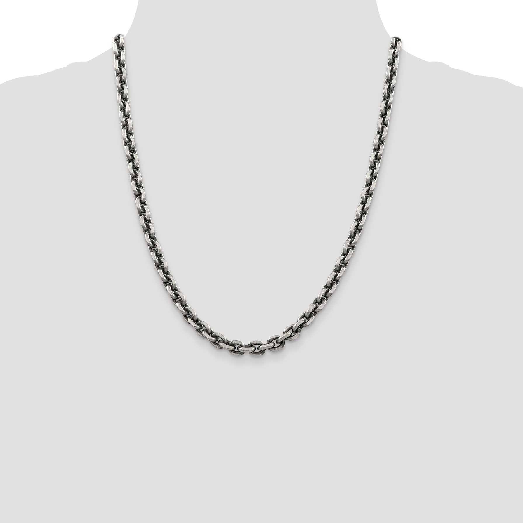Vintage Sterling Silver 7.0mm Double Curb Elongated Open Link Chain Necklace for Women - Perfect for Layering, Gift Giving & Everyday Elegance