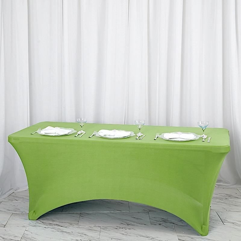 6 ft Stretch Spandex Tablecloth - 72 x 30 Inches Rectangular Fitted Table Cover for Banquet, Wedding & Party Decorations