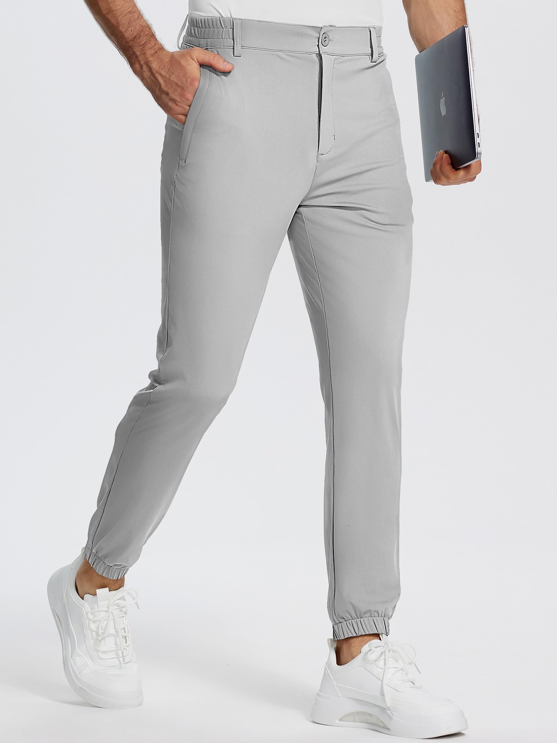 Men's Slim Fit Golf Joggers Pants with 4 Zipper Pockets - Stretch Travel & Work Casual Tapered Pants for Men | Perfect for Golfing, Office Wear & Outdoor Activities