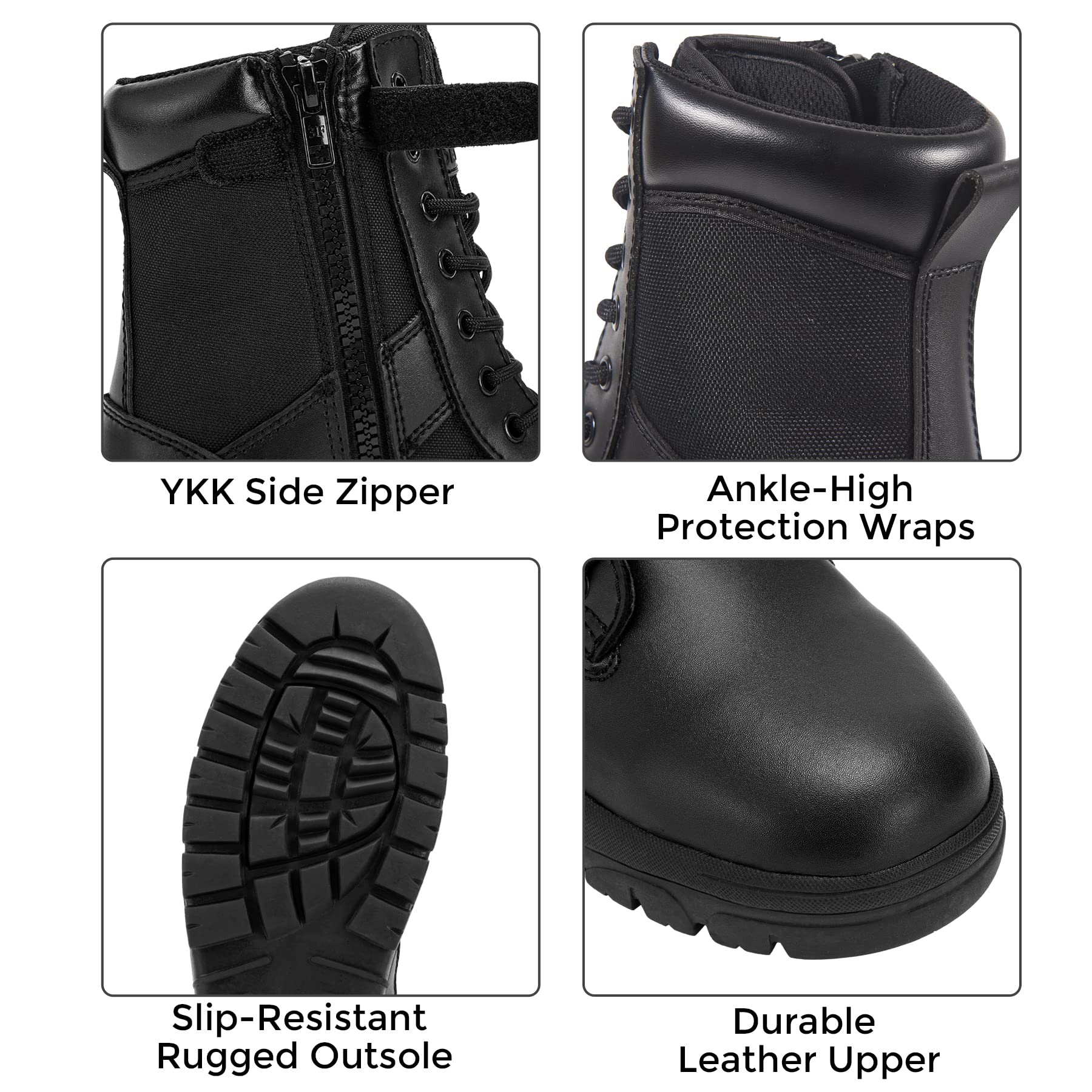 Men's 8 Inch Black Military Tactical Combat Boots - Durable Waterproof Work Boots for Hiking, Hunting & Outdoor Adventures