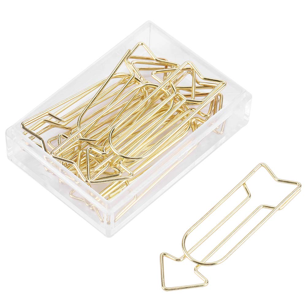 Gold Electroplated Arrow Paper Clips - 12pcs Metal Bookmark Clips for Office, School & DIY Crafts - Fun Stationery Supplies for Notes, Documents & Gift Wrapping