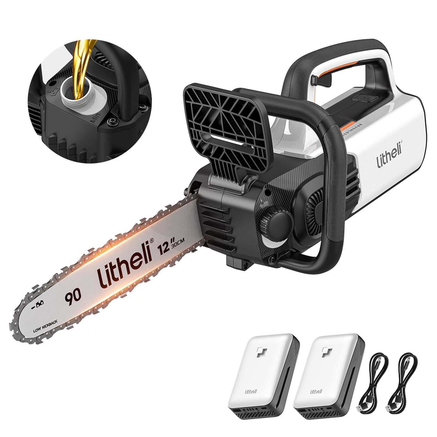 2 Pack 20V U20 Brushless Cordless Chainsaw with 2 x 2.0Ah Batteries - Perfect for Tree Trimming, Firewood Cutting & Yard Maintenance