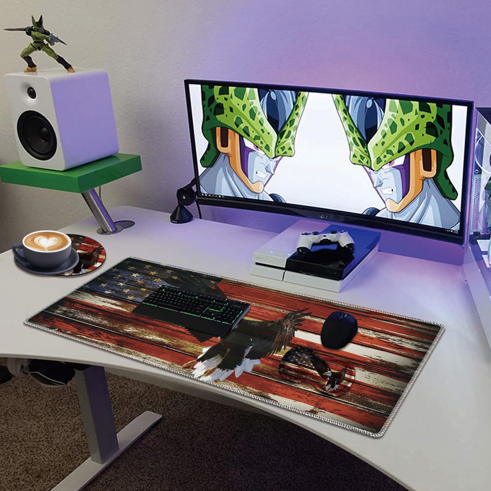 Extended Large Gaming Mouse Pad with Wrist Rest - Non-Slip Rubber Base Desk Mat for Keyboard & Mouse - Perfect for PC Gaming, Office Work & Home Computer Setup