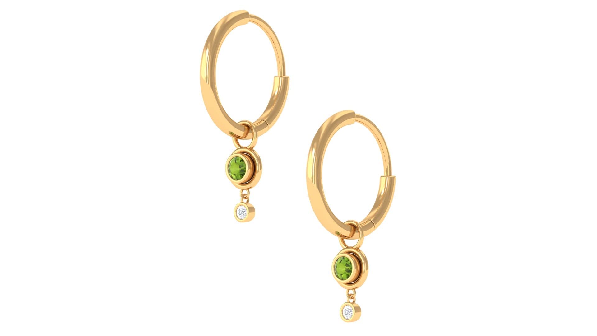 1/4 CT Peridot & Diamond Hoop Drop Earrings for Women - 14K Solid Gold Hinged Hoop Earrings | Perfect for Weddings, Parties & Everyday Elegant Wear