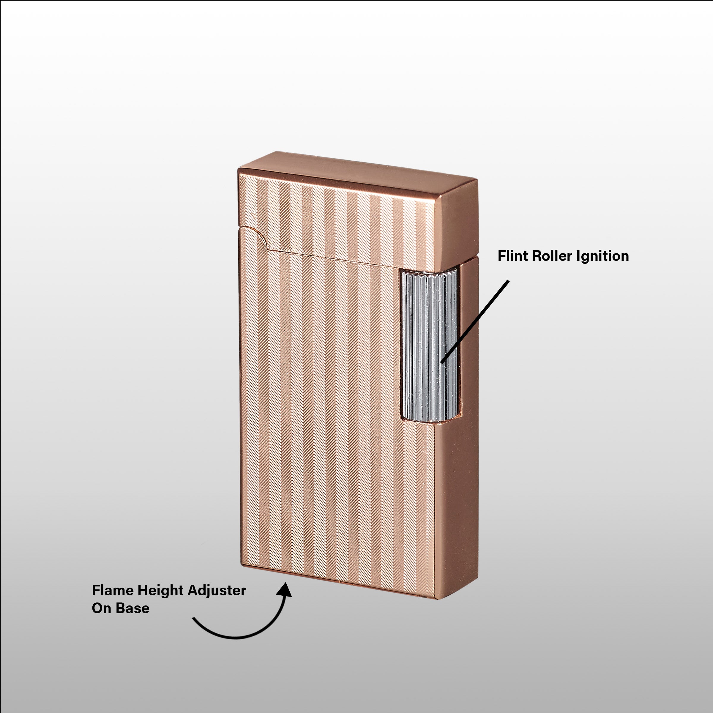 Visol Zebra Soft Flame Butane Lighter - Windproof Refillable Rose Gold Lighter for Cigars, Candles & Outdoor Use