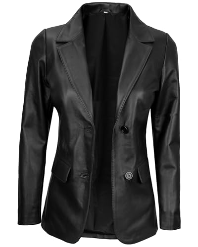 Shanon - Black Leather Blazer Women