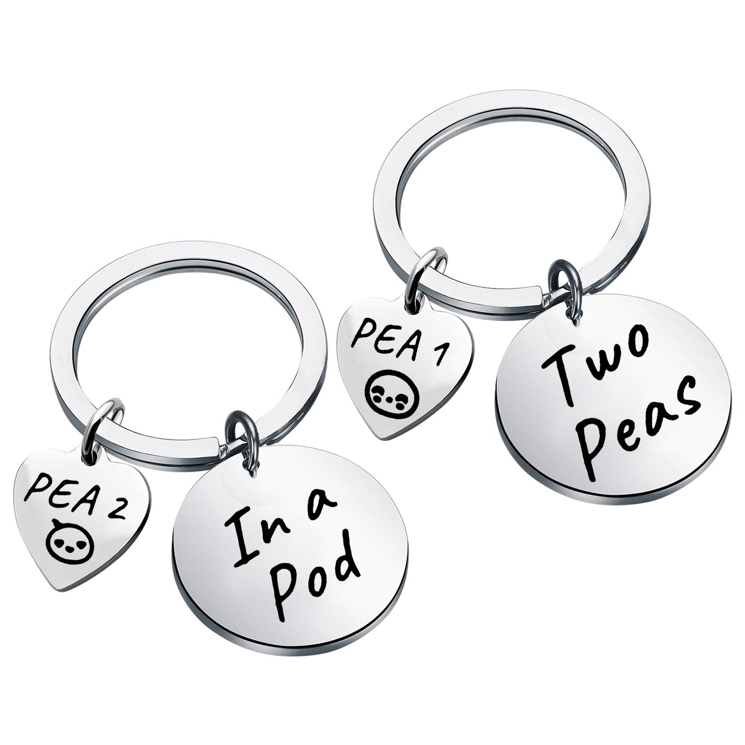Best Friend Keychain Set - Two Peas in a Pod Matching Keychains for Sisters, Mother Daughter, Couples | Cute Friendship Gifts for Women, Girls | Perfect for Birthdays, Anniversaries, Christmas
