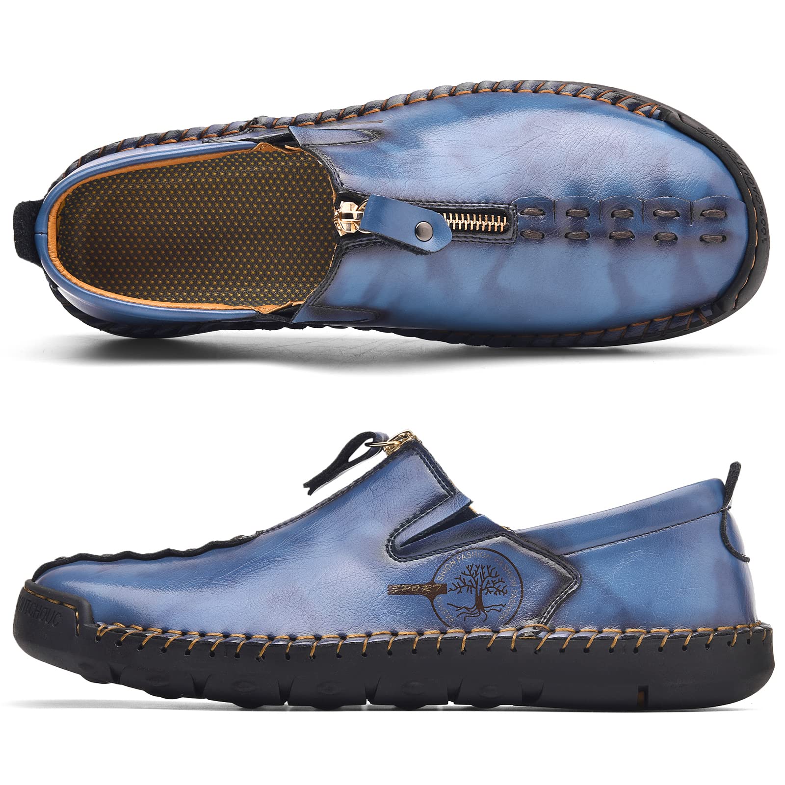 Men's Casual Leather Slip-On Loafers - Breathable Comfortable Walking Shoes for Work & Travel | Perfect for Office, Driving & Daily Wear