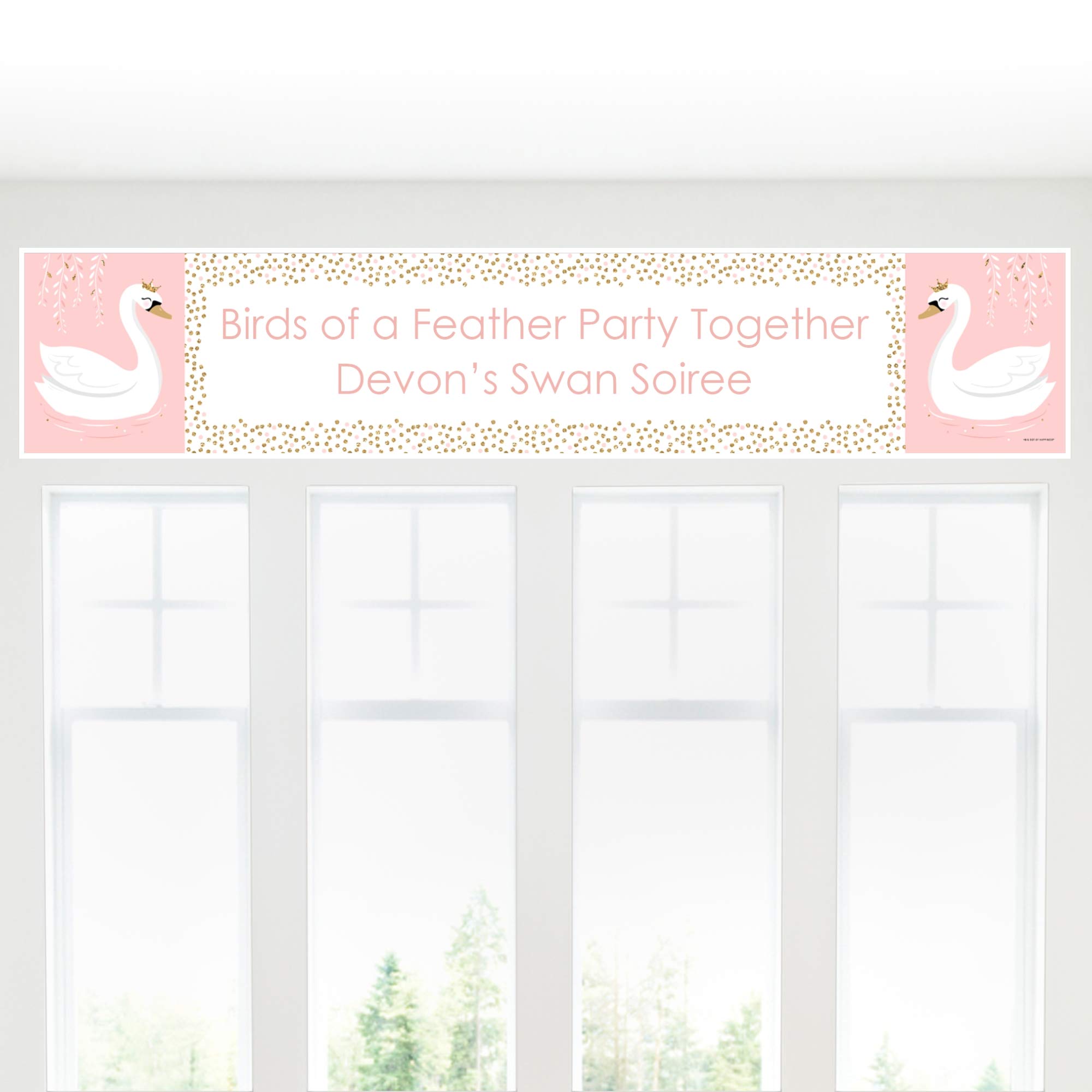 Personalized Swan Soiree Party Banner - Custom White Swan Baby Shower & Birthday Decorations - Perfect for Gender Reveals, Nursery Wall Art & Special Celebrations