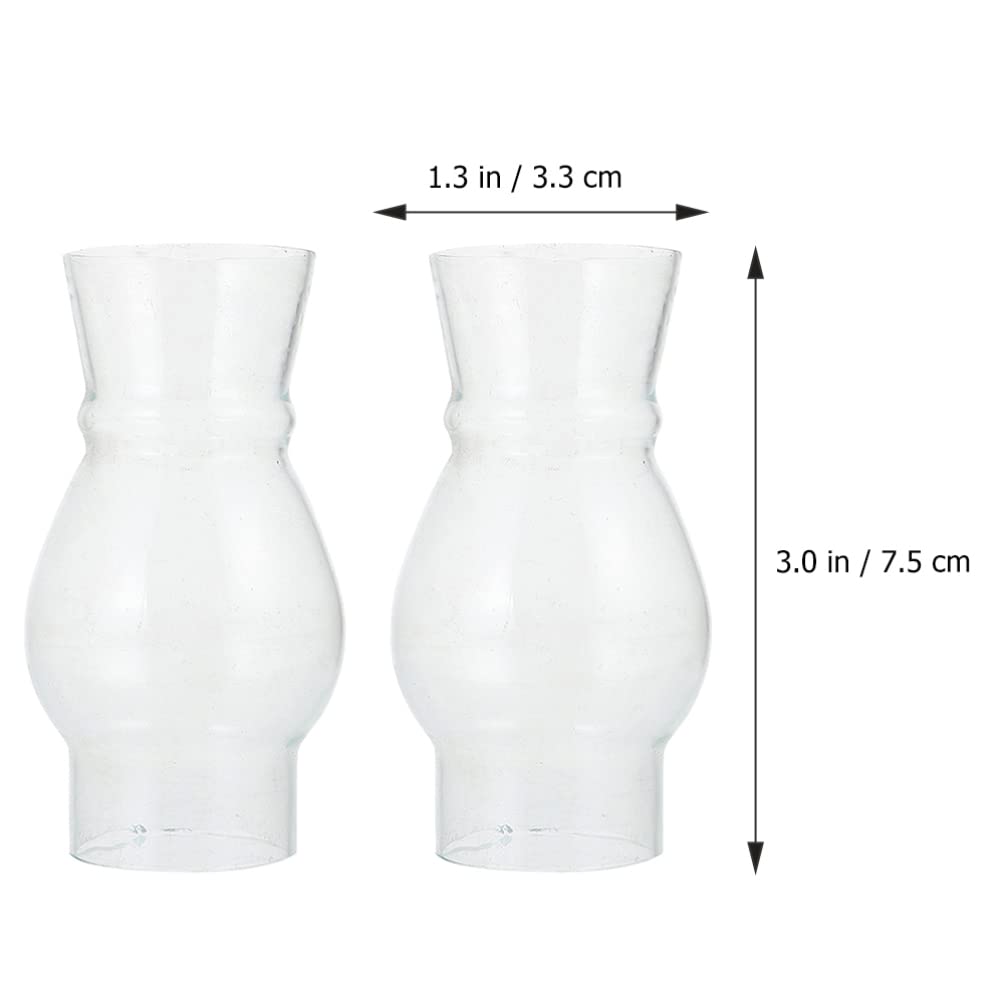 2pcs Clear Glass Lamp Chimney - Replacement Shade for Kerosene & Oil Lamps - Decorative Lighting Accessory for Home, Camping, and Emergency Use