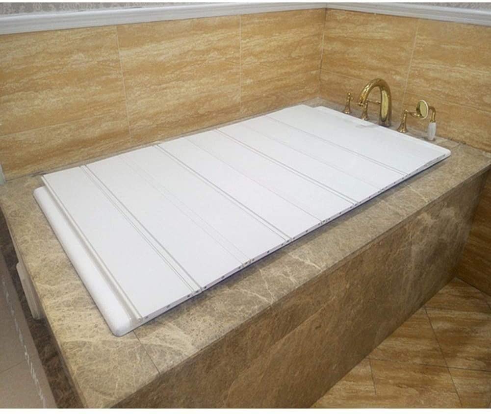 Foldable PVC Bathtub Cover - 1.2cm Thick Waterproof Dustproof Insulation Board for Spa Baths, Bathroom Storage Tray (75x165x1.2cm, White) - Perfect for Home Relaxation & Bathroom Organization
