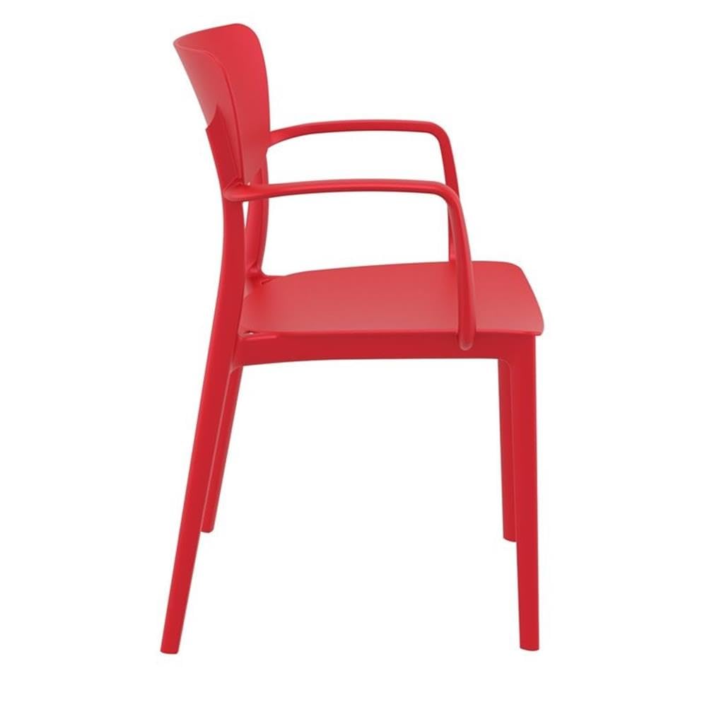 Premium Lisa Outdoor Dining Arm Chairs (Set of 2) - Weather-Resistant Red Patio Furniture for Garden, Poolside & Backyard Dining