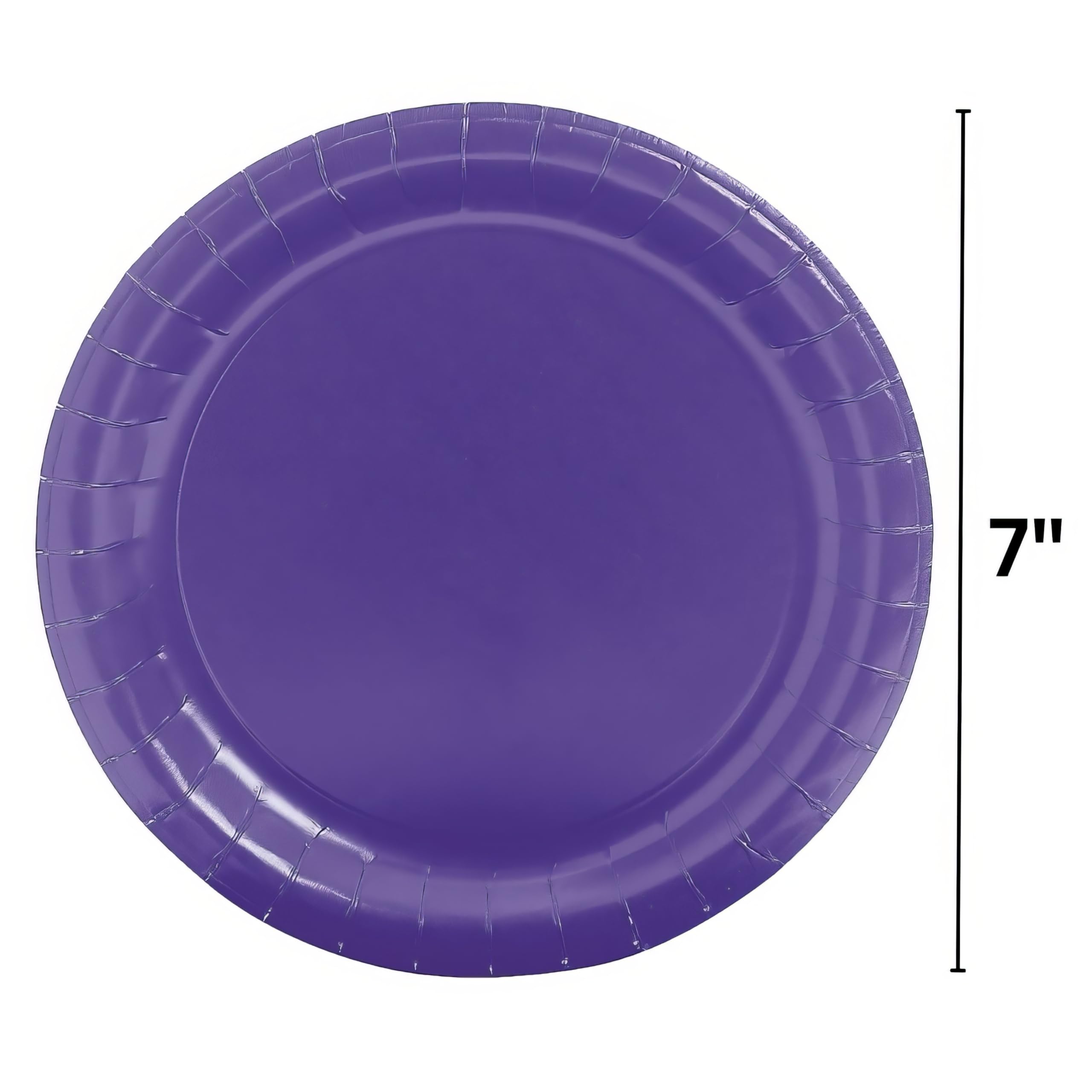 Fun Express 7-Inch Purple Disposable Paper Dessert Plates - 24-Pack Eco-Friendly Party Tableware for Birthdays, Weddings, Baby Showers & Holiday Celebrations - Perfect for Cake Serving, Buffet Desserts & Special Events