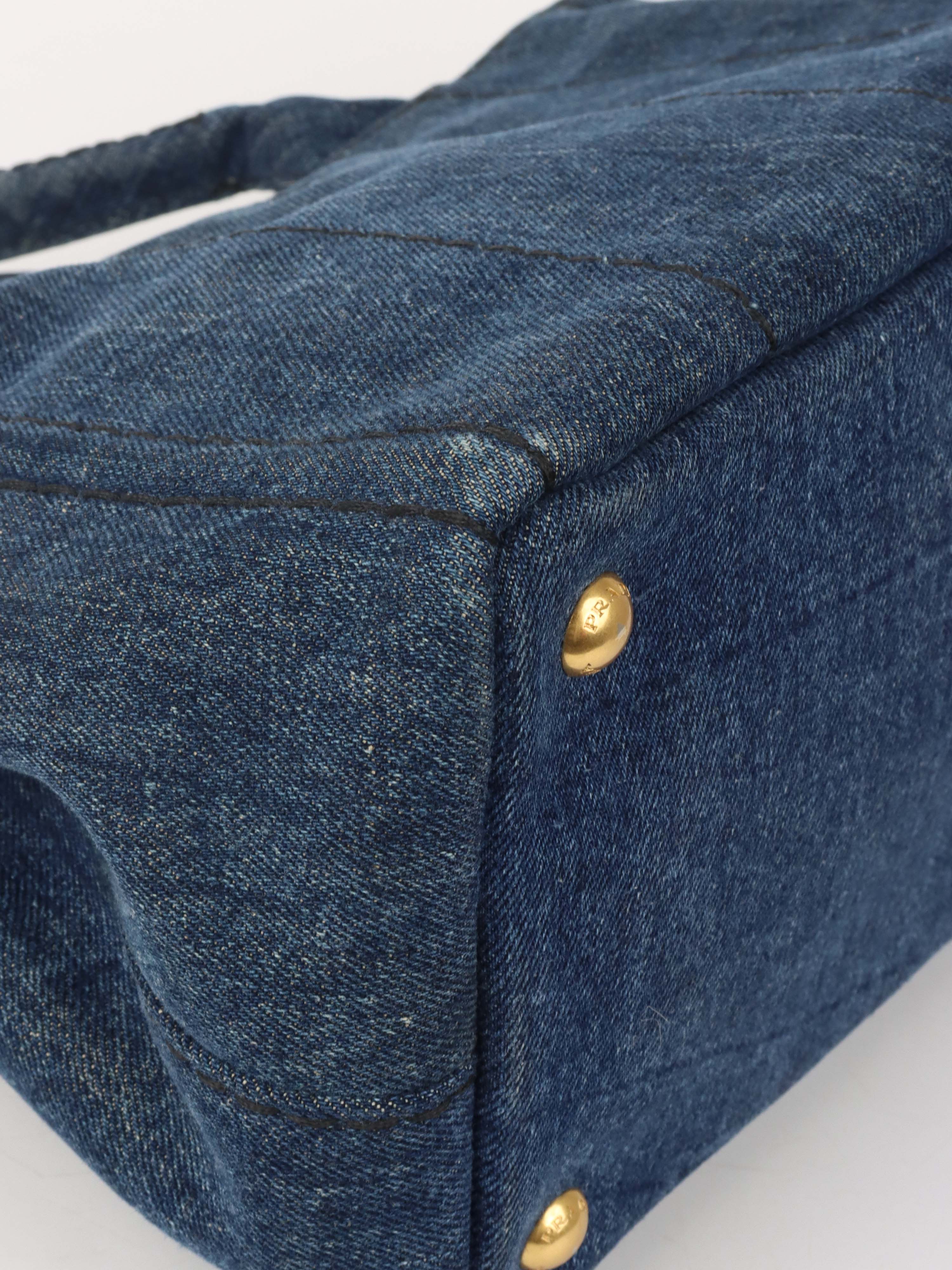 Prada Small Canapa Denim Tote Bag - Stylish Designer Handbag for Women | Perfect for Work, Travel & Everyday Use