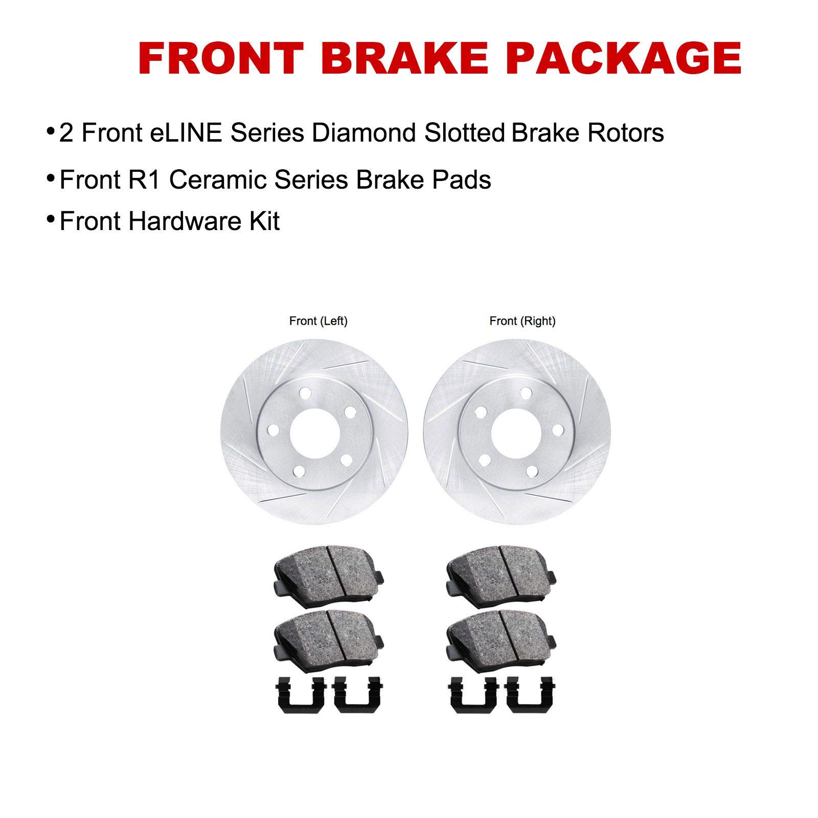 R1 Concepts Premium Front Brake Pads and Rotors Kit - Ceramic Brake Pads & Drilled Rotors with Hardware - Compatible with 1995 Honda Passport - Perfect for Daily Driving & Performance Upgrades
