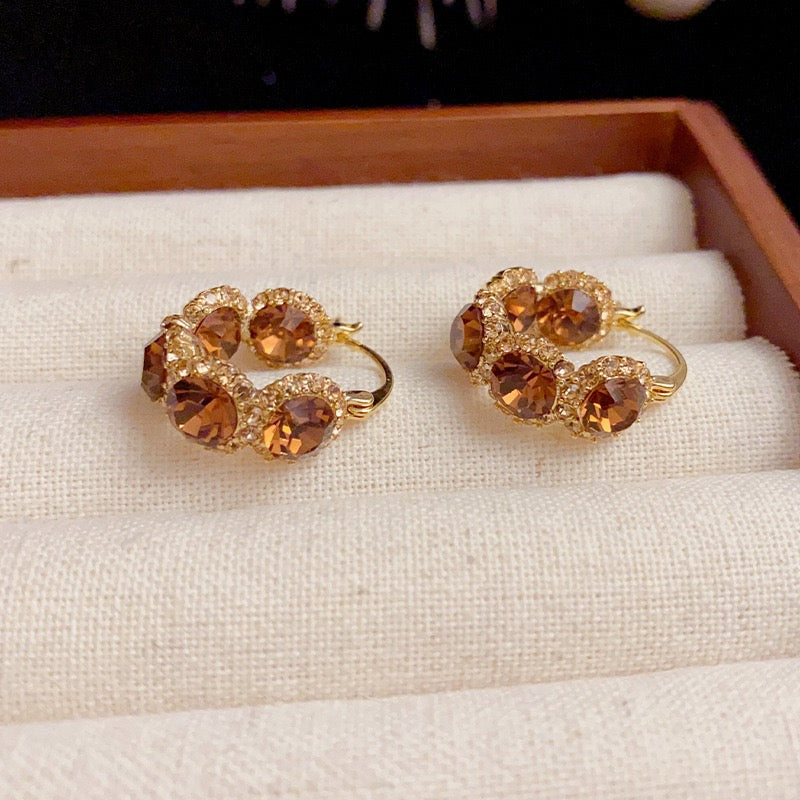 Sparkly Black Crystal Hoop Earrings for Women | 14K Gold Plated Fashion Jewelry Gift | Perfect for Parties, Weddings & Evening Events (Style A7487)