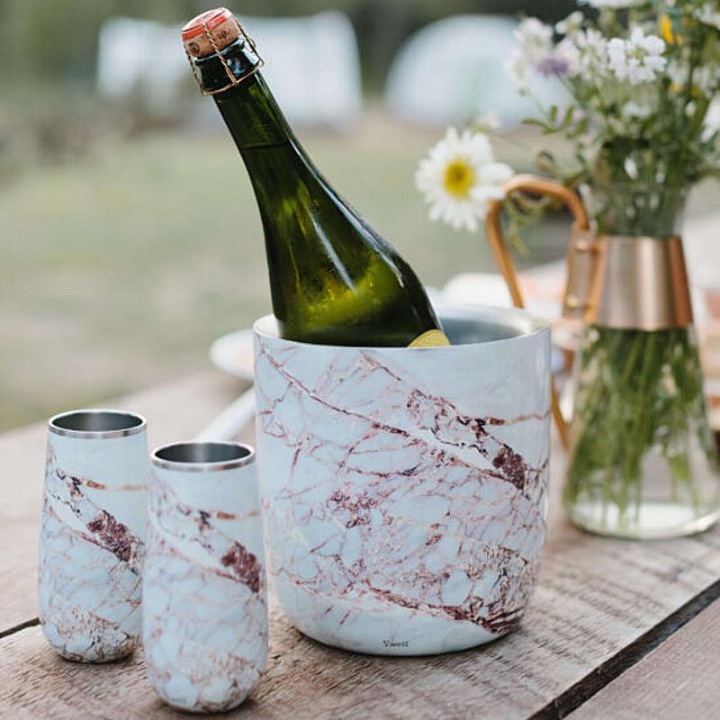 Swell 178 ml Champagne Flute - Calacatta Gold Marble Design - Elegant Glassware for Weddings, Parties & Special Occasions