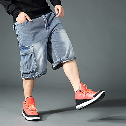 Men's Baggy Jeans Shorts - Hip Hop Loose Fit 3/4 Denim Cargo Shorts with Pockets | Casual Streetwear & Summer Workwear