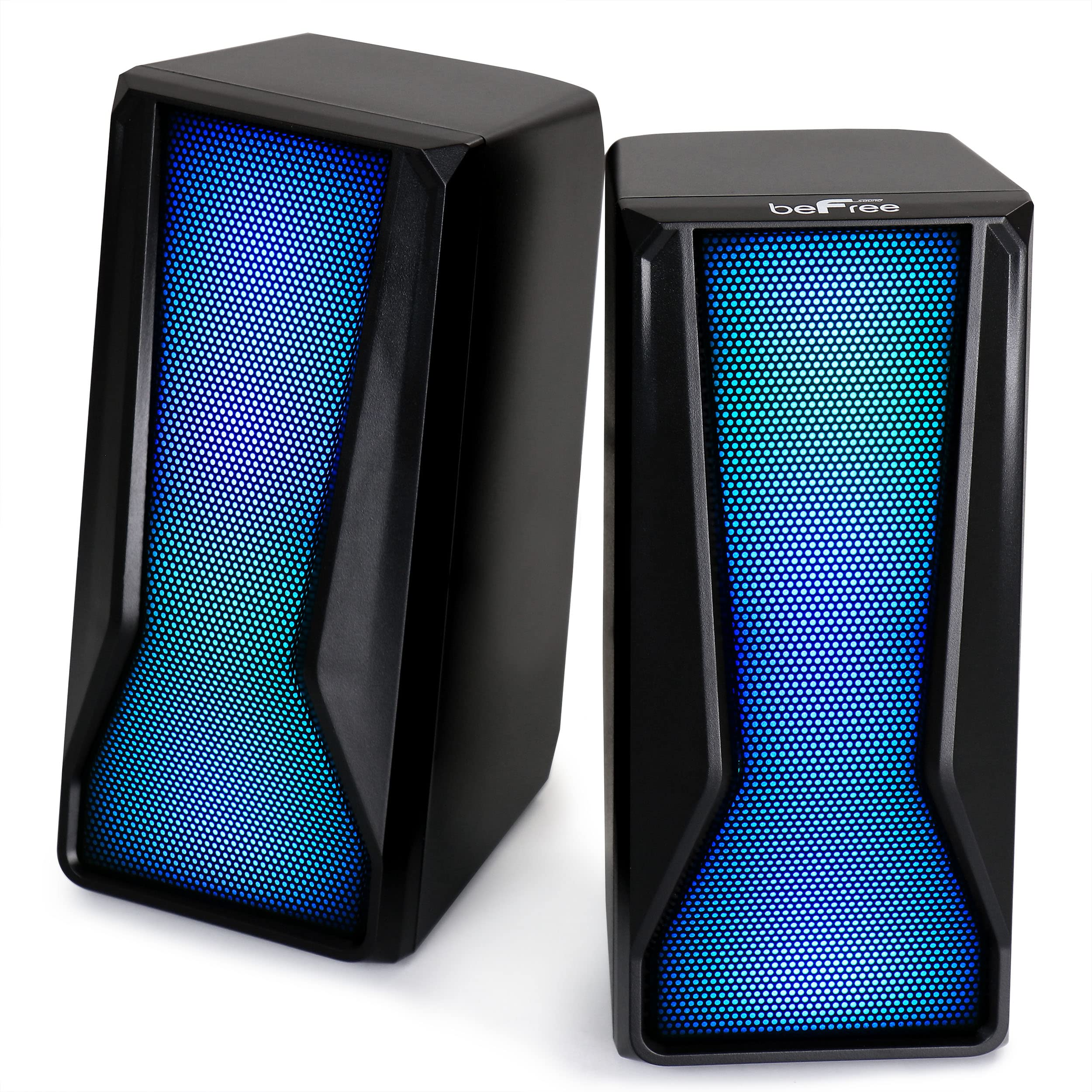 beFree RGB LED Gaming Speakers with Immersive Sound - Dual Stereo PC Speakers for Gaming, Music & Movies - Perfect for Desktop, Laptop & Home Theater Setup