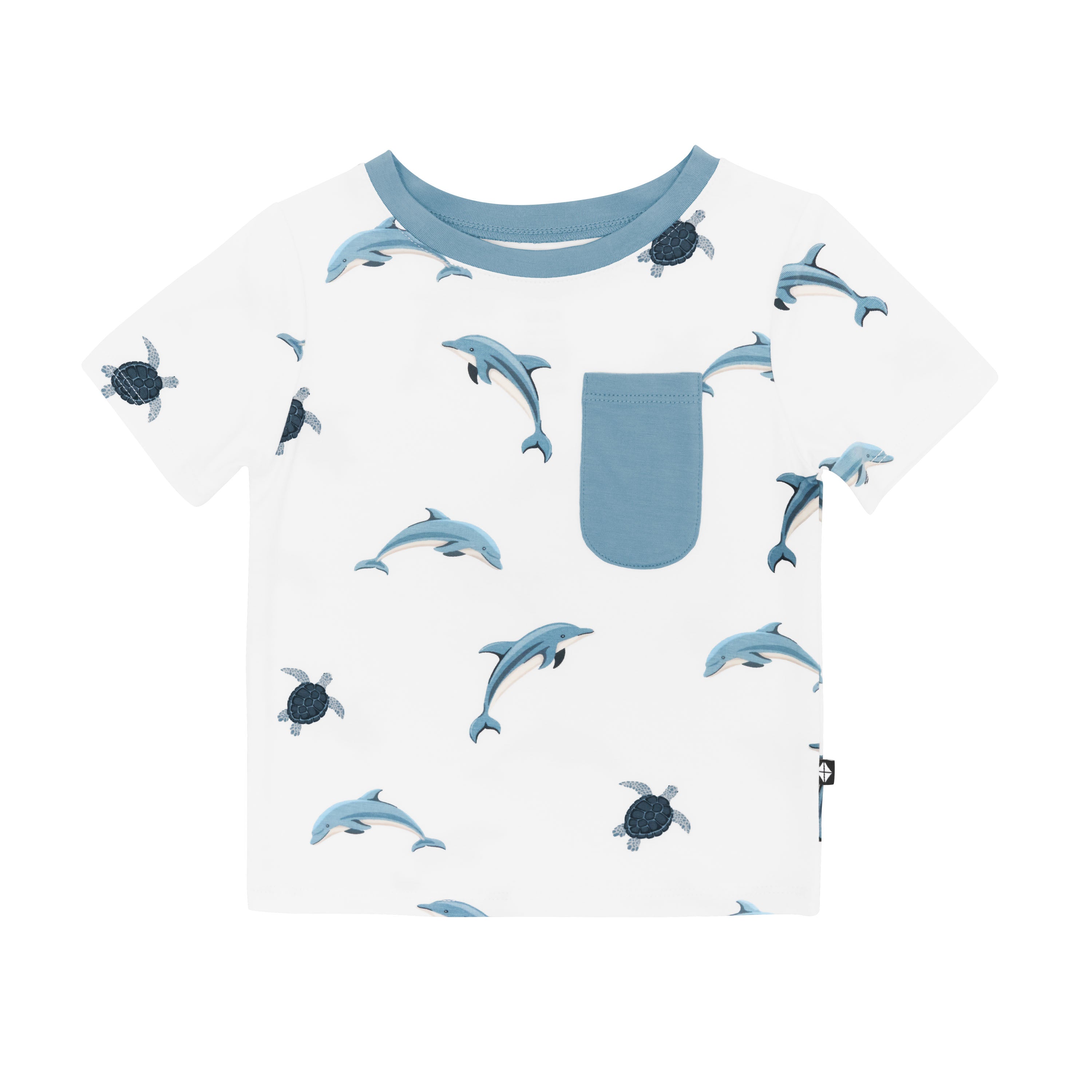 Adorable Dolphin Print Toddler Crew Neck T-Shirt - Soft Cotton Short Sleeve Top for Boys & Girls - Perfect for Playdates, Beach Outings and Everyday Wear