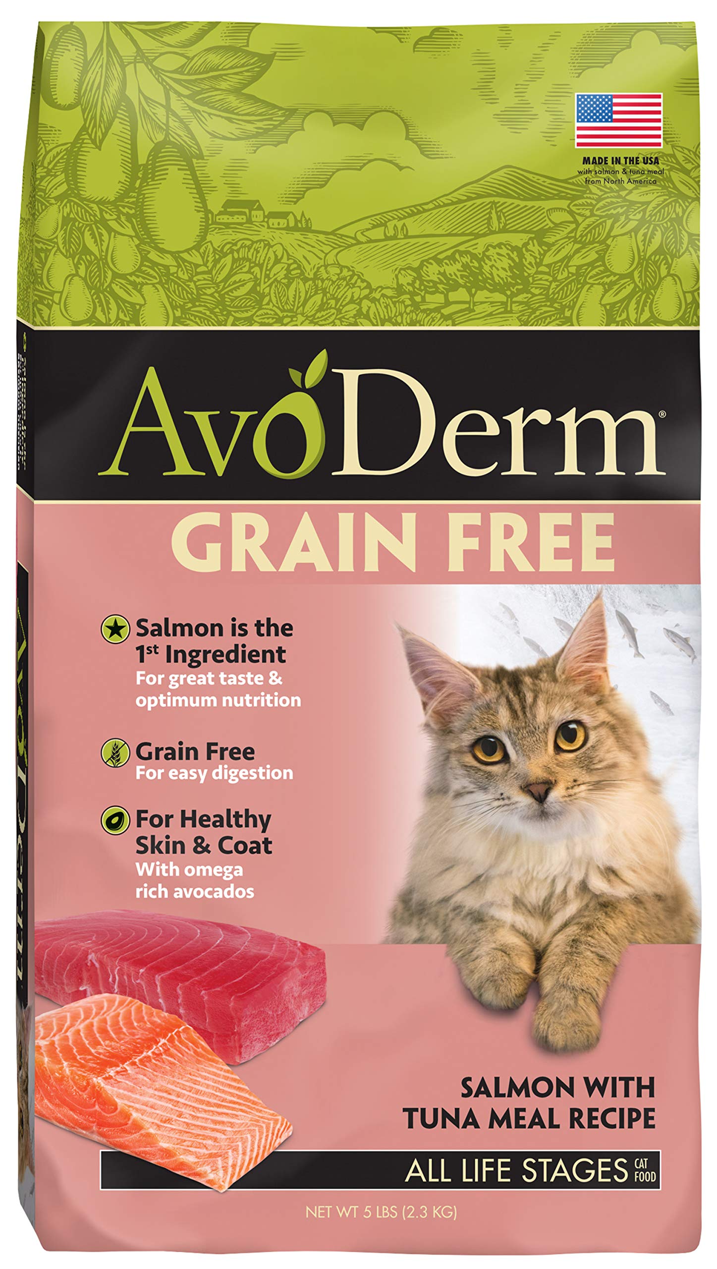 AvoDerm Natural Grain-Free Salmon & Tuna Dry Dog Food - 5lb Bag | High Protein Formula for Adult Dogs | Perfect for Sensitive Stomachs & Skin Health