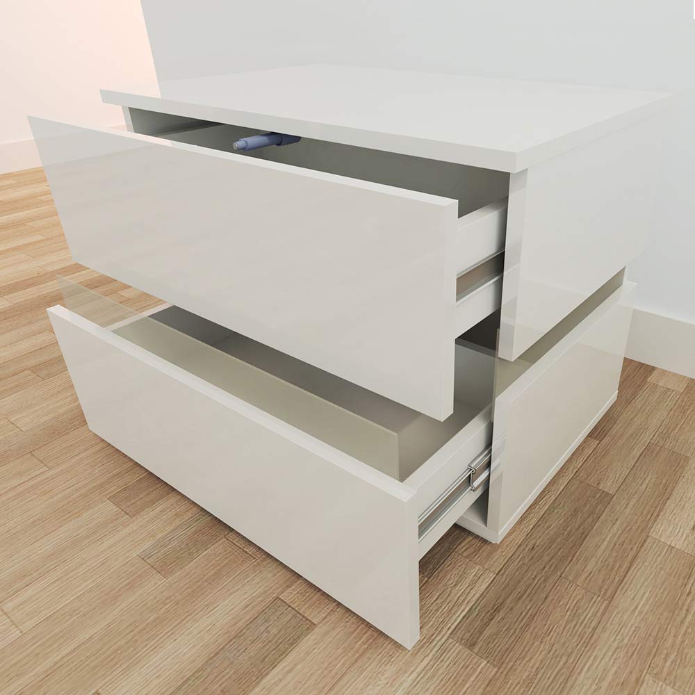 White RGB LED Double-Sided Nightstand with Adjustable Lighting - Perfect for Bedroom, Living Room & Gaming Setup