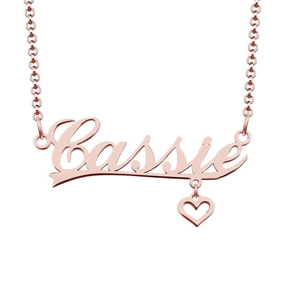 Custom Personalized Name Necklace - Rose Gold Heart Pendant Jewelry for Women, Gifts for Her, Valentine's Day, Anniversary & Birthday Present