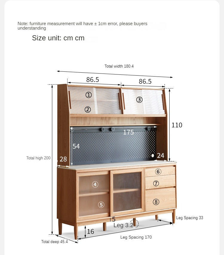 Oak Solid Wood Large Capacity Storage Sideboard - Rustic Buffet Cabinet for Dining Room, Living Room & Entryway Storage
