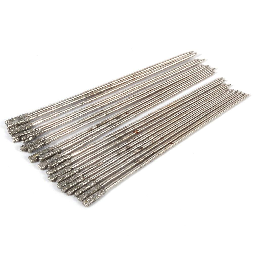 20PCS 1mm Diamond Coated Lapidary Drill Bits - Solid Needle Bits for Jewelry Making, Agate Carving & Gemstone Drilling - Perfect for DIY Crafts, Stone Engraving & Glass Work