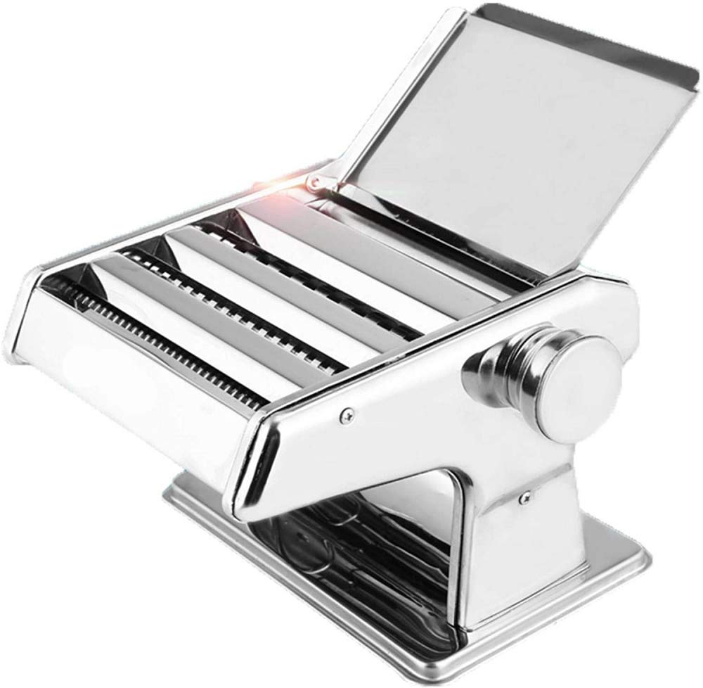 Stainless Steel Manual Pasta Maker Machine - 3 Noodle Cutting Grids for Homemade Pasta | Perfect for Italian Cooking, Kitchen Gifts & Family Pasta Nights