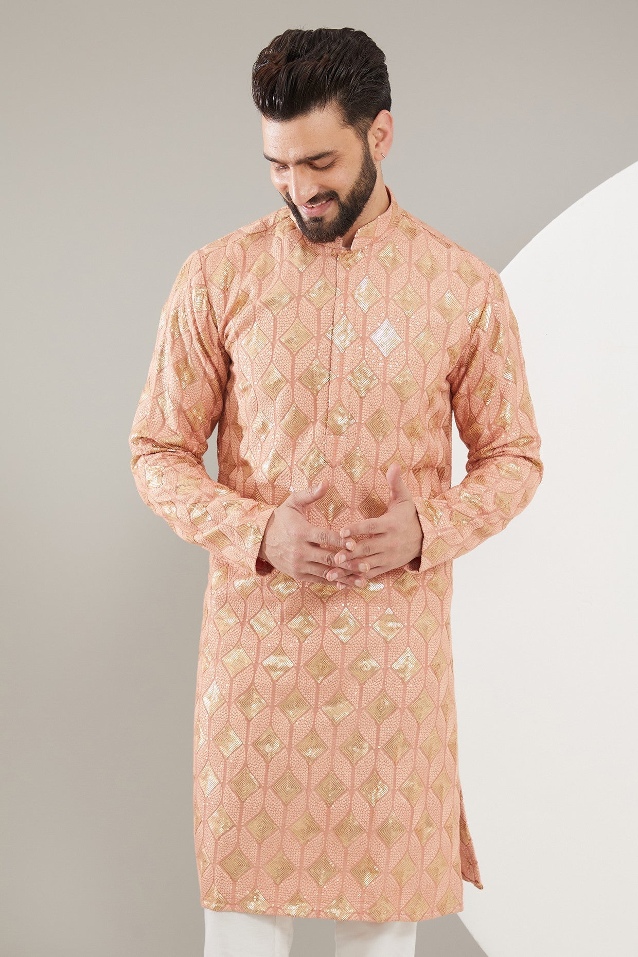 Elegant Mud Peach Chikankari Kurta for Women - Traditional Indian Embroidered Tunic Top - Perfect for Festivals, Weddings & Casual Wear