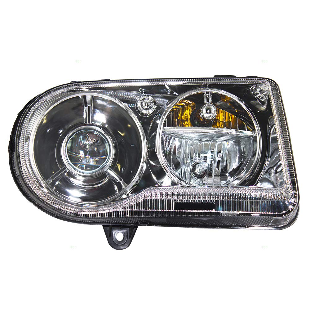 Brock Replacement Passenger Halogen Headlight Compatible with 2005-2010 Chrysler 300 with Projector & Delay Option 57010862AA - Perfect for Night Driving & Enhanced Visibility