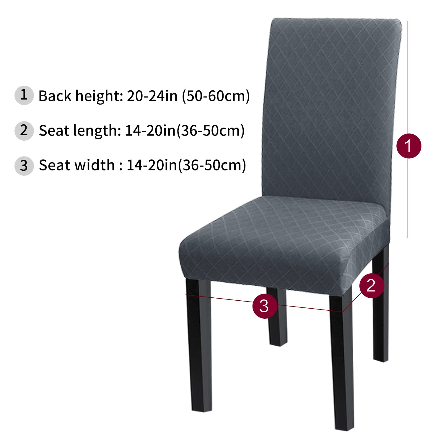 Stretch Jacquard Dining Chair Covers - Washable & Removable Parson Chair Slipcovers for Kitchen, Dining Room - Set of 6 Dark Gray Seat Protectors - Perfect for Home Decor, Parties & Daily Use