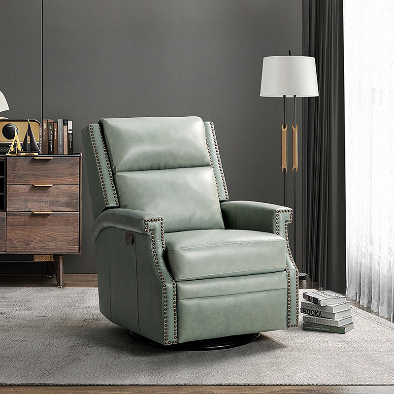 Canace Modern Genuine Leather Manual Glider Rocker Recliner Chair - Comfortable Swivel Lounge Chair for Living Room, Nursery, and Office Relaxation