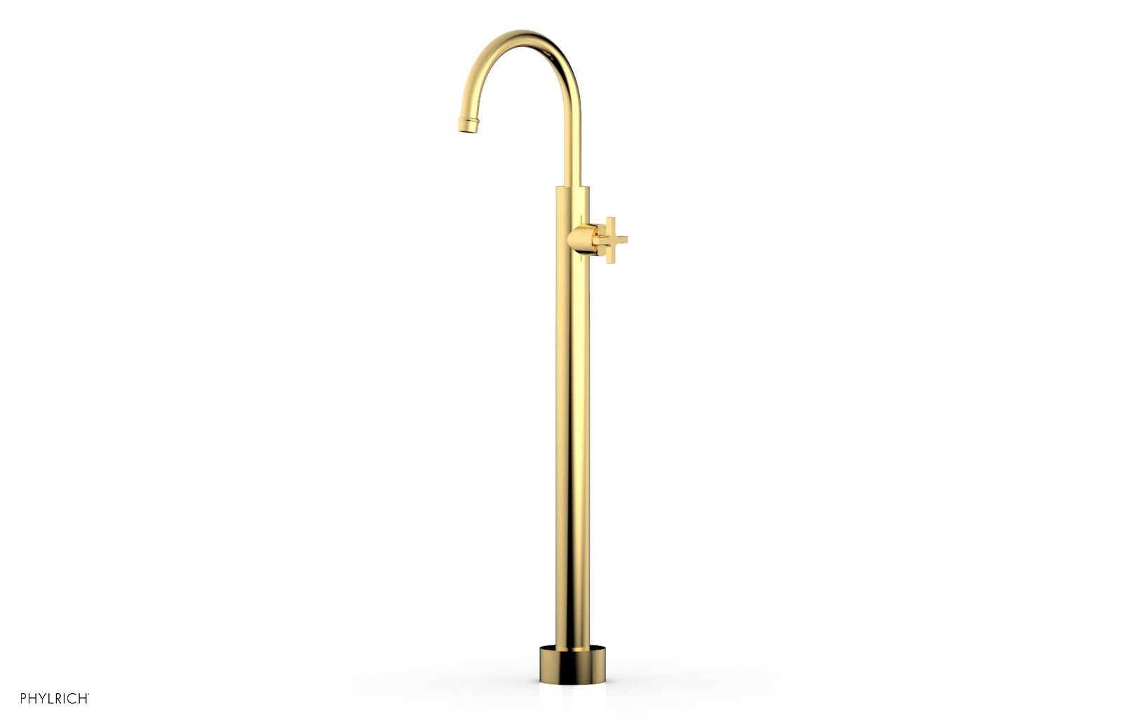 HEX MODERN Tall Floor Mount Tub Filler with Cross Handle 5014602 - Modern Bathroom Faucet for Freestanding Tubs, Perfect for Luxury Spa and Home Renovation