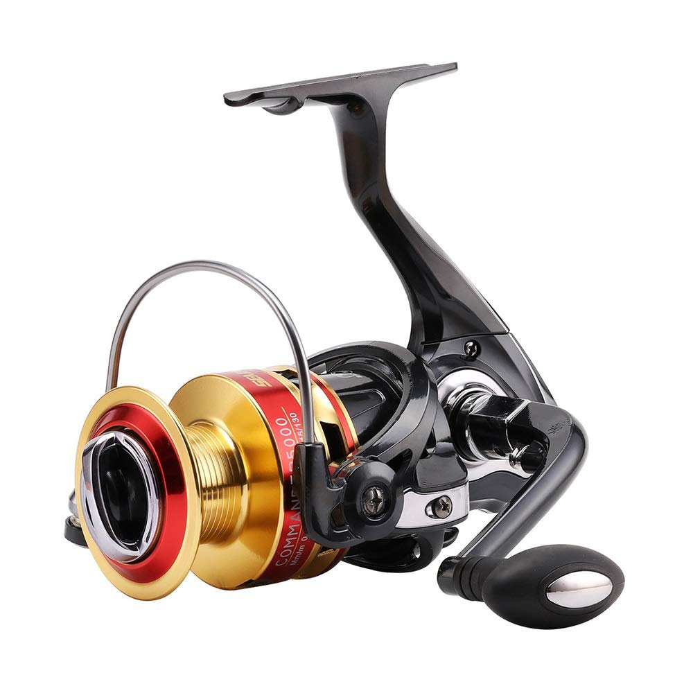 Premium Metal Fishing Spinning Reel - 9+1 Ball Bearings, Left/Right Interchangeable Handle - Durable for Freshwater & Saltwater Fishing - Black 5000 Size - Ideal for Bass, Trout, and Deep Sea Fishing Adventures