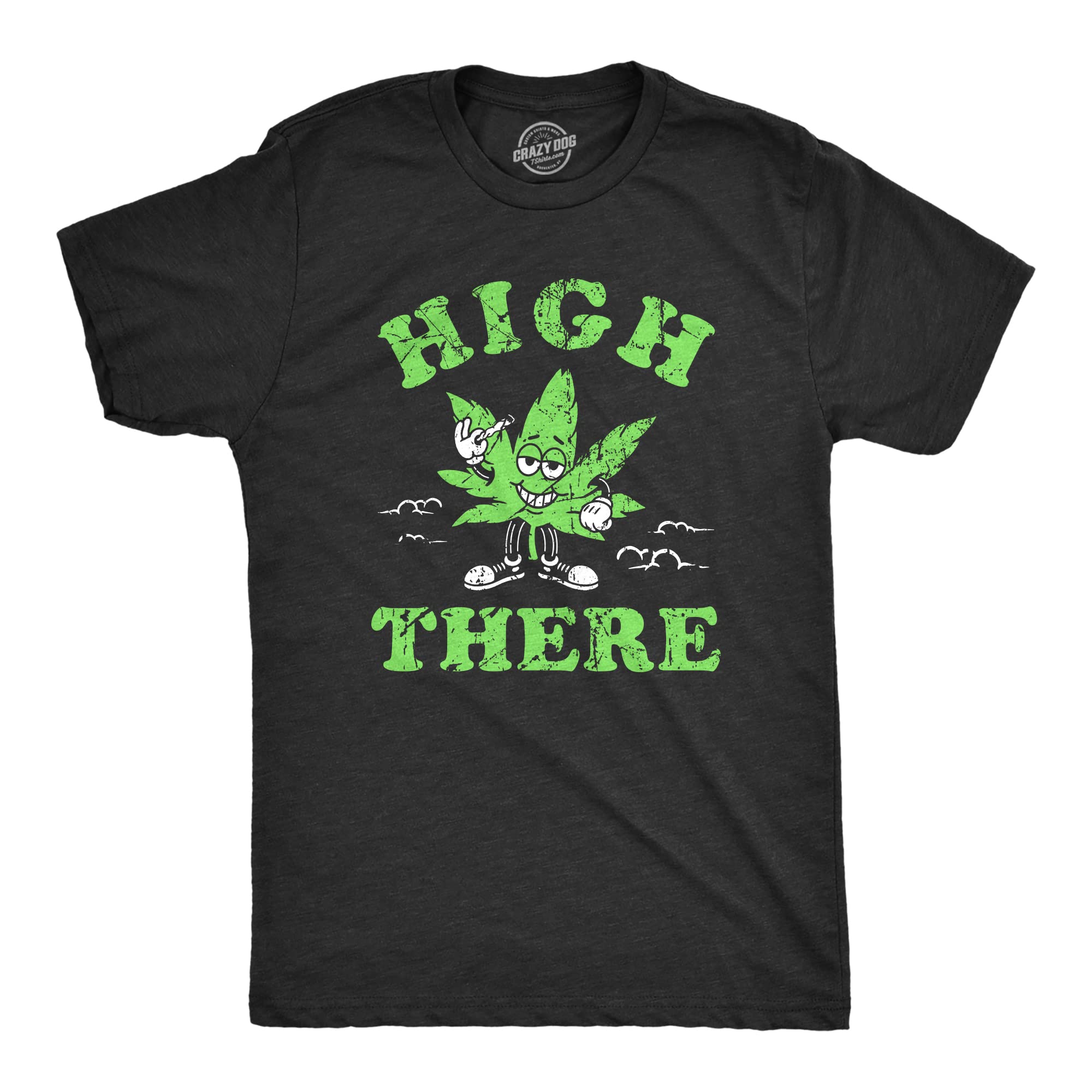 Funny 420 Pot Leaf Joint Smoke T-Shirt for Men - High There Graphic Tee - Perfect for Stoner Gifts, Casual Wear & Festivals