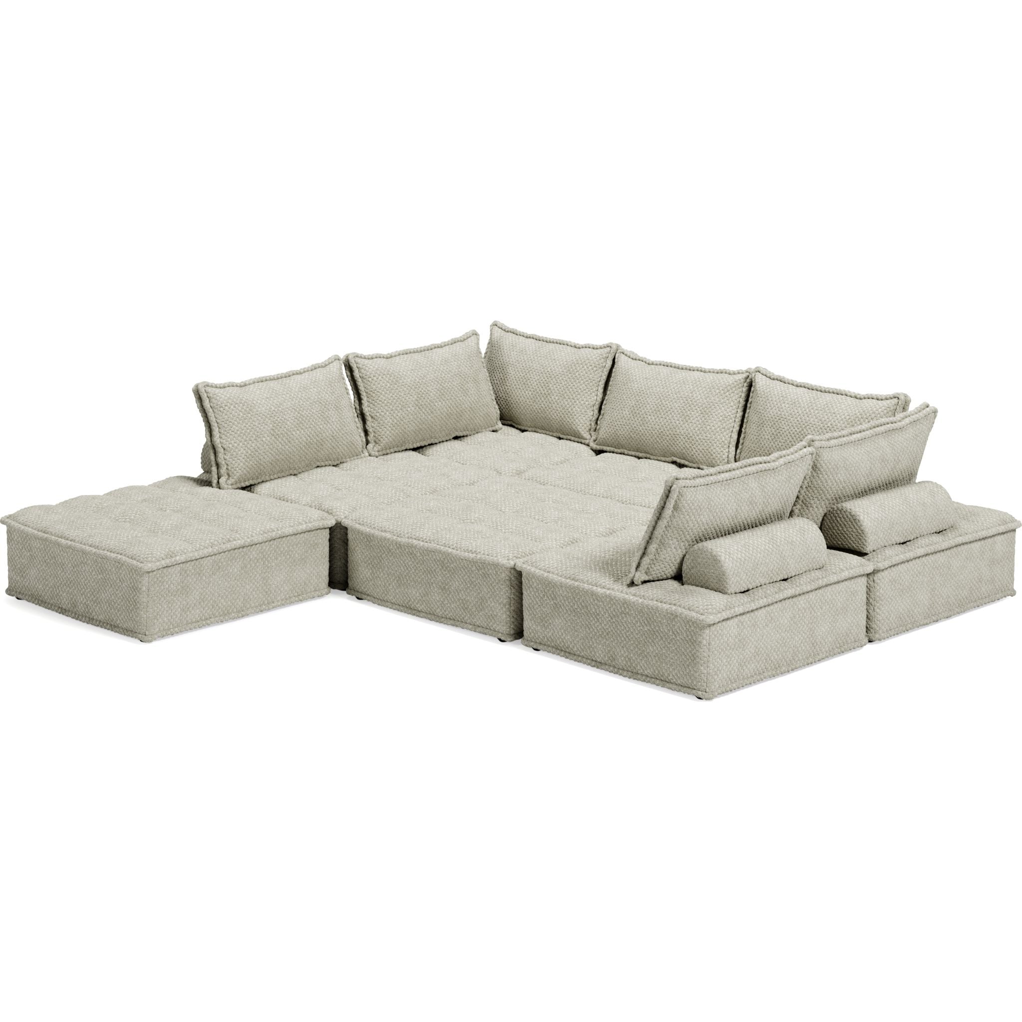 7-Piece Modular Sectional Sofa Set with Reversible Chaise - Modern L-Shaped Couch for Living Room, Family Room & Home Theater - Soft Fabric Upholstery & Sturdy Frame