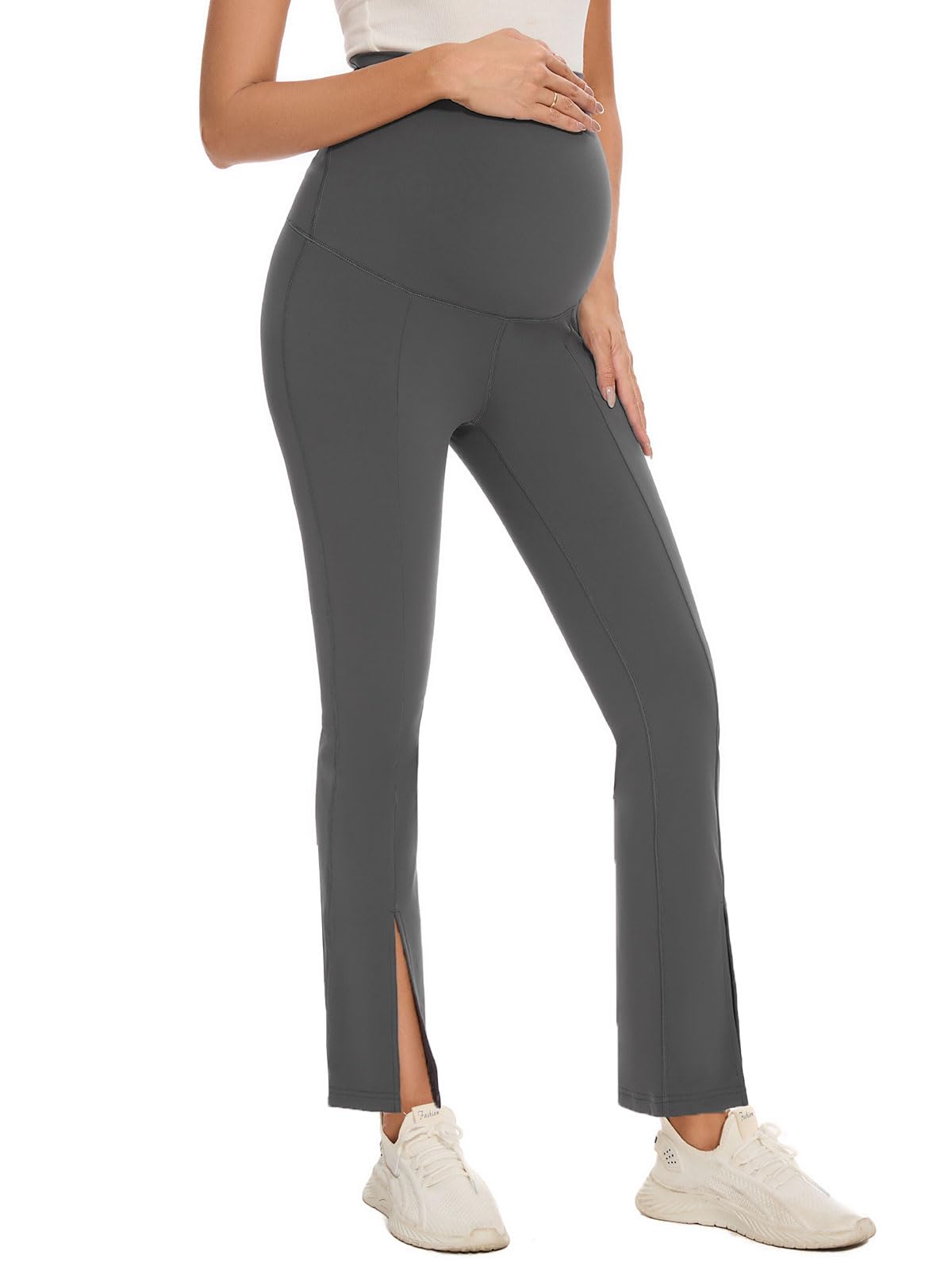 Liu & Qu Maternity Flare Leggings - Over The Belly Bootcut Pregnancy Yoga Pants for Workout, Soft & Stretchy Comfort - Perfect for Prenatal Exercise, Yoga, and Everyday Wear