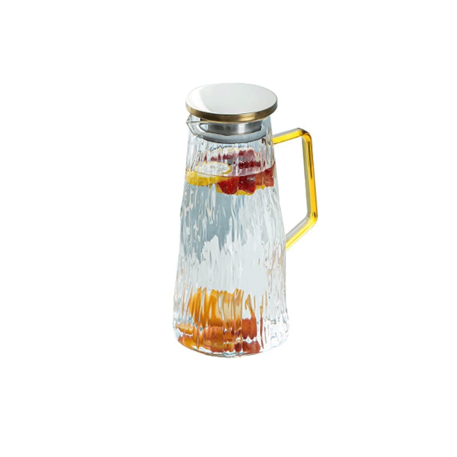 SHKI 1.8L (63oz) Glass Pitcher with Lid & Handle - Heat Resistant Tea, Juice & Milk Carafe - Perfect for Iced Tea, Lemonade, Cold Brew & Entertaining
