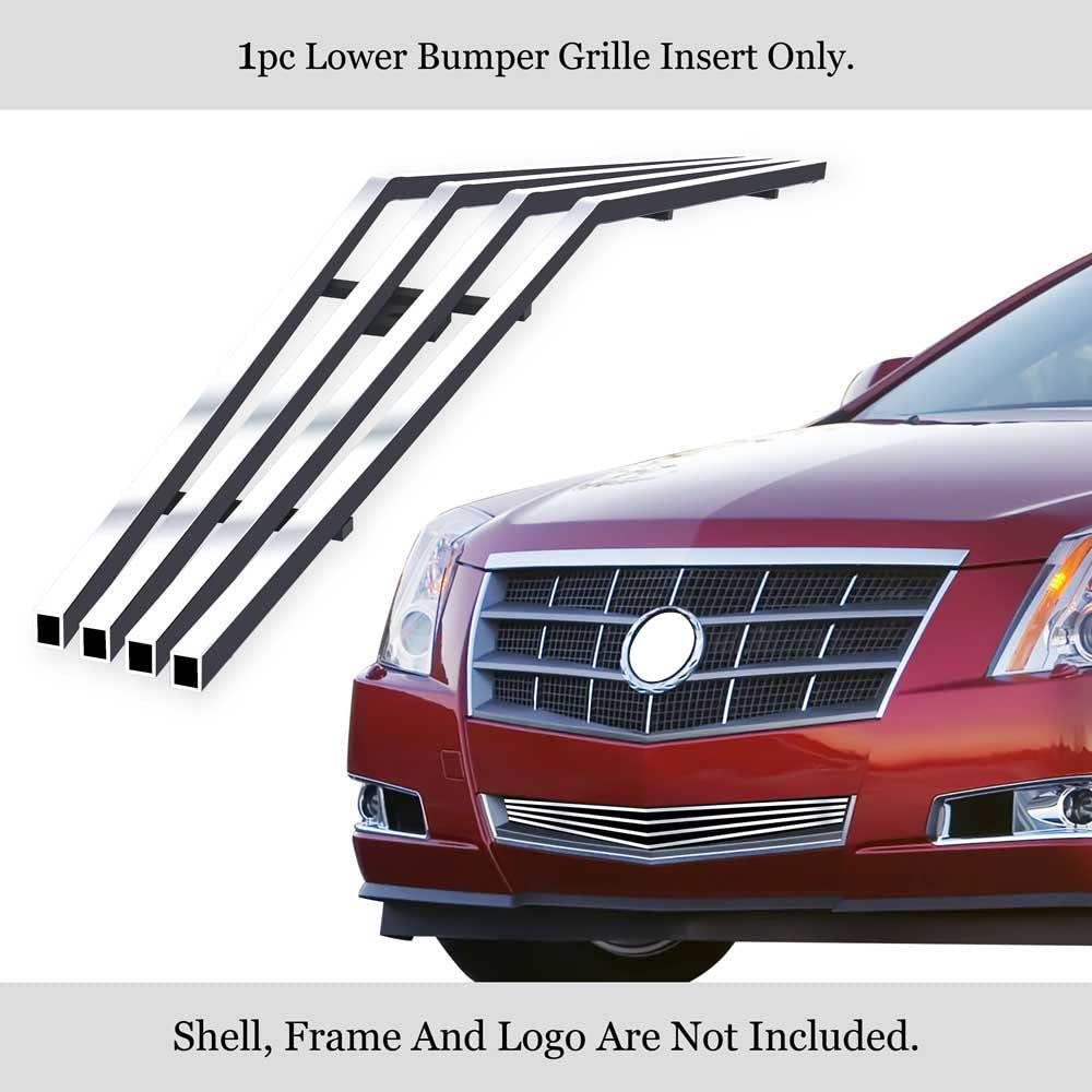 APS Compatible with Cadillac CTS 2008-2013 Lower Bumper Stainless Steel Chrome Horizontal Billet Front Grille Insert S18-A85256A - Upgrade Your Car's Style for Street Shows & Daily Driving