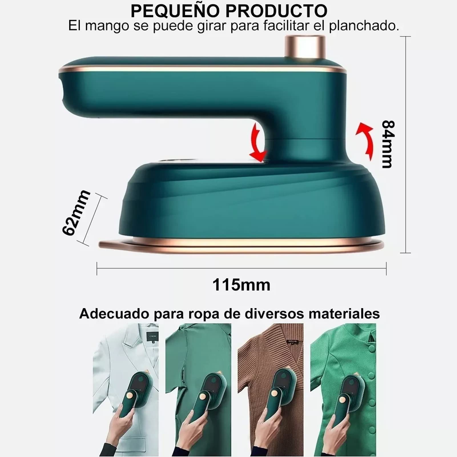 TOPINCN 2-in-1 Steam Iron & Dry Iron, 33W Portable Handheld Electric Iron with Rotating Handle for Clothes - Perfect for Travel, Home Use & Quick Wrinkle Removal (110V)