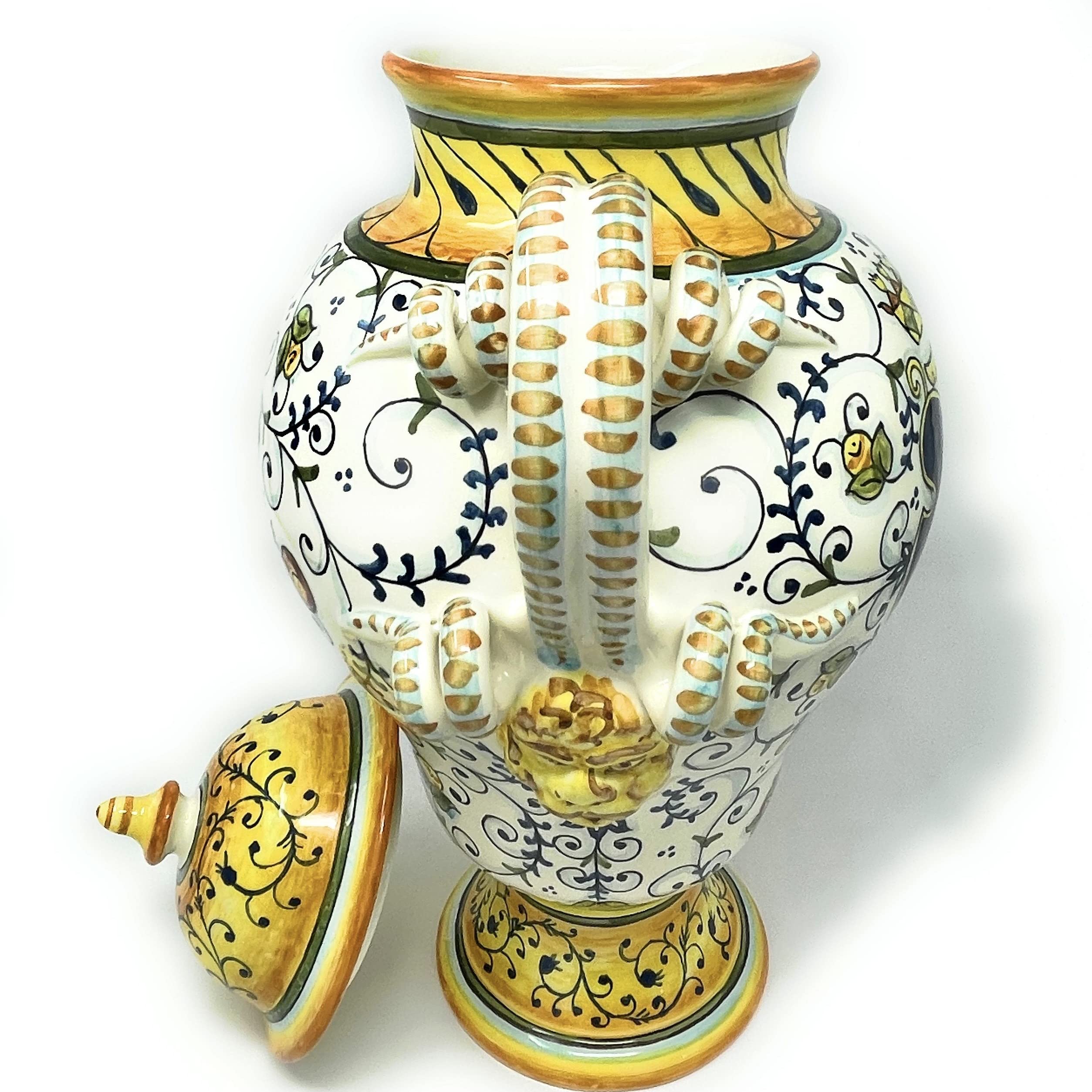 Italian Ceramic Amphora Vase - Hand Painted Tuscan Art Pottery Made in Italy | CERAMICHE D'ARTE PARRINI | Perfect for Home Decor, Wedding Centerpieces & Mediterranean Style Interiors