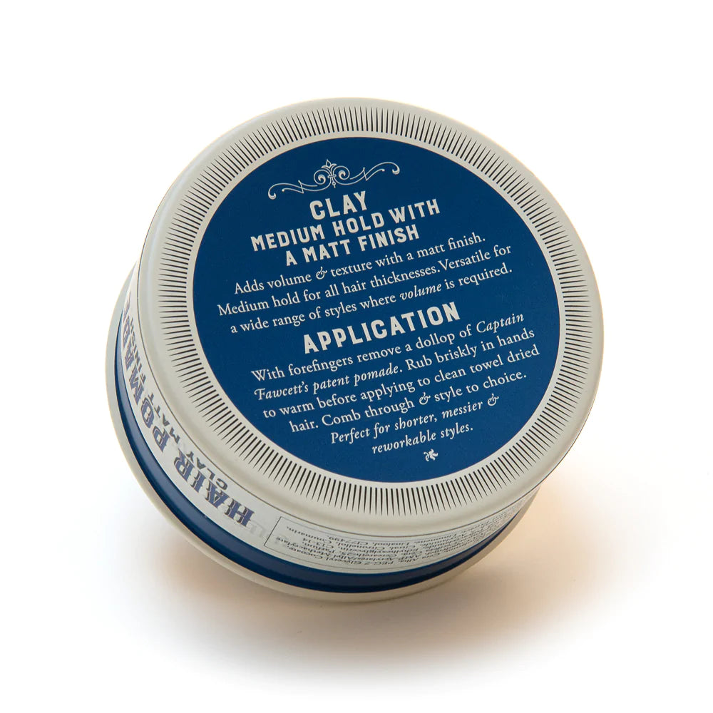 Captain Fawcett's Matt Clay Pomade Blue 100g - Strong Hold Styling Wax for Men - Perfect for Textured Hairstyles, Undercuts & Pompadours